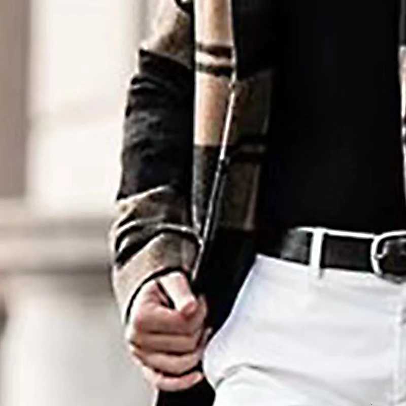 Men Casual Plaid Woolen Overcoat Autumn Winter New Mid Length Loose Comfortable Elegant Fashionable Versatile Woolen Overcoat XJ250809