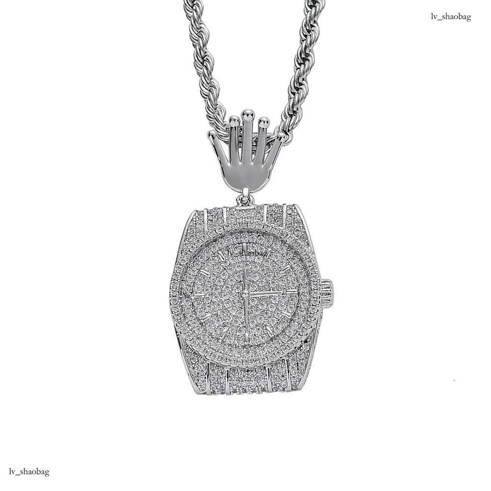 Necklace Men Personality Moissanite chain Dial Watch Clock Men's Jewelry Hip Hop Pendant