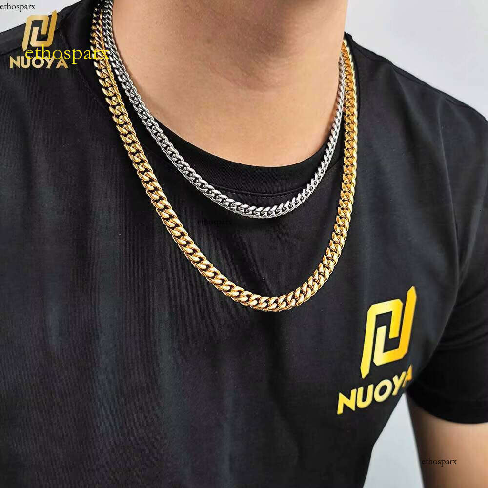 Personality Custom Necklace Gold Plated Stainless Steel Miami Cuban Chain