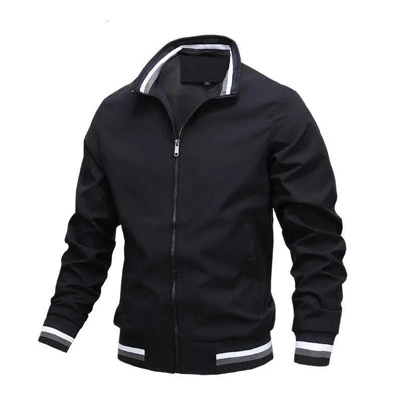 Autumn and Winter Mens Standing Collar Casual Zipper Business Jacket Outdoor Sports Jacket Waterproof and Windproof Solid Color W250809