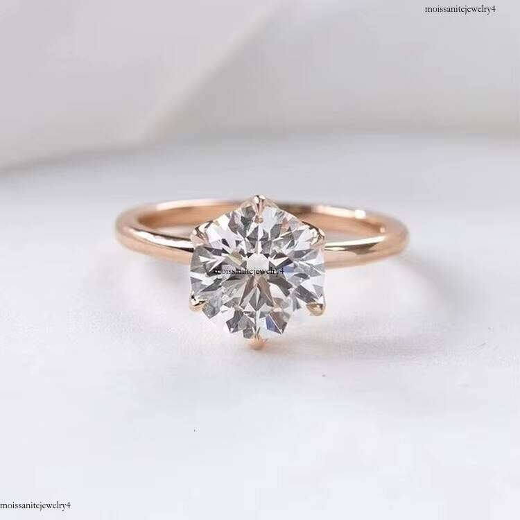 High Jewelry New Design 14K Rose Gold Woman Ring Round Cut Petal VVS Moissanite Rings for Wedding