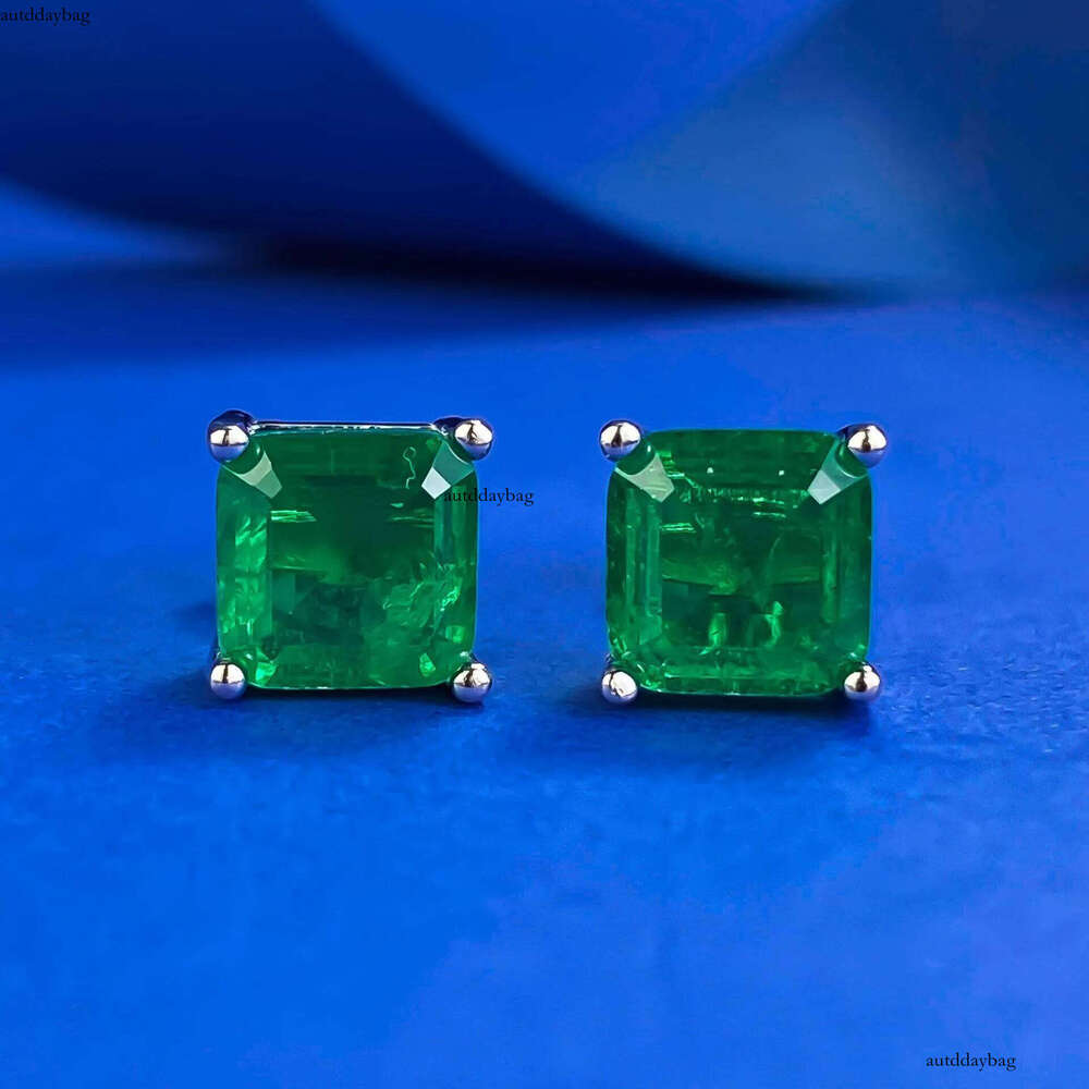 Choucong Brand New Top Sell Stud Earrings Fashion Jewelry Genuine 100% Sterling Sier Princess Cut Emerald Paraiba Party Women Wedding Earring Never Fa