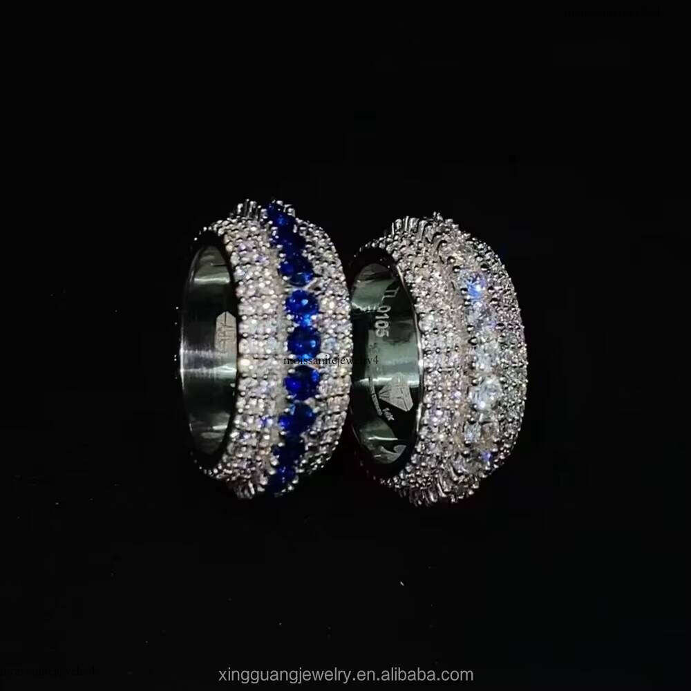 Hip Hop Gold Plated Champion Ring Full VVS Iced Out Moissanite Fancy Color S Sier Championship Rings for Men