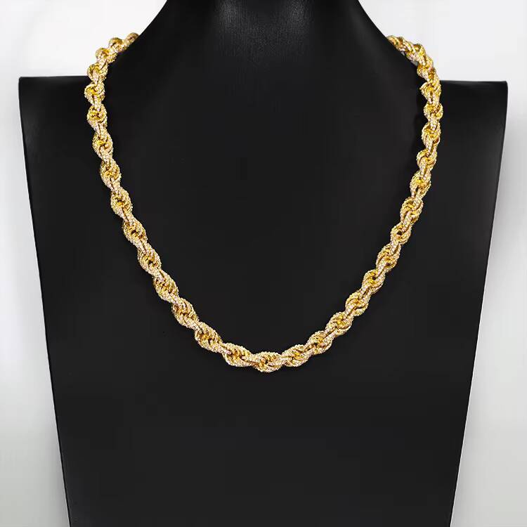 High Quality 8MM Twist Rope Chain 925 Sterling Silver Gold Plated With VVS Moissanite for Mens Womens ecklace