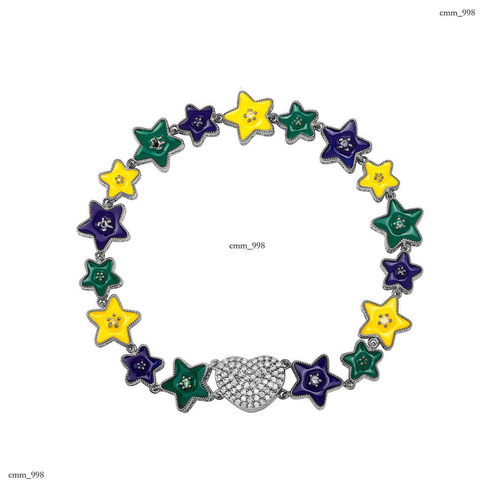 Brazil Soccer Team Color Pendant Necklace Luminous Oil Drop Pentagram Bracelet Dopamine Accessories Trendy Jewelry