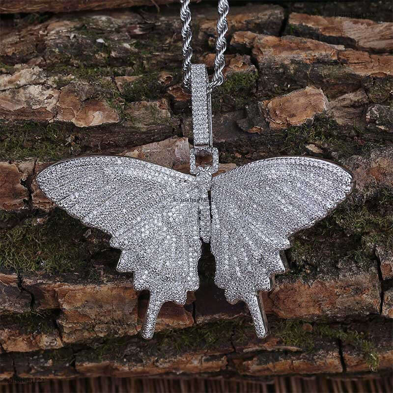 Inshiphop Large Butterfly Pendant Full Moissanite chain Trendy Personality Necklace Premium Accessories for Men and Women