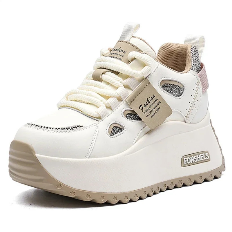 Fujin 3 inch 7cm Genuine Leather Comfy Breathable Hidden Heel Flats Skate Board Platform Wedge Sneakers Vulcanized Chunky Shoes 250804