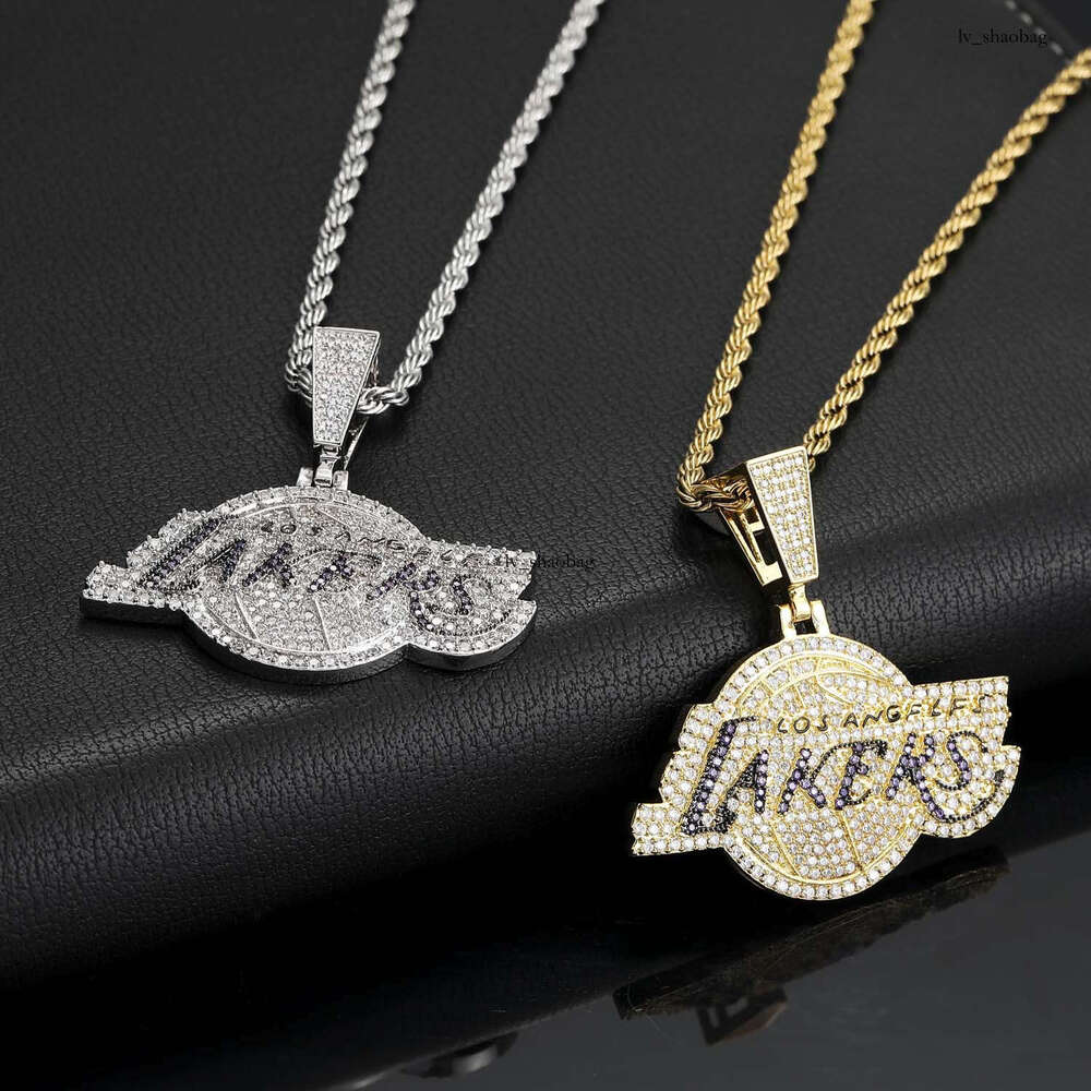 New Lakers Team Pendant Micro-Paved Moissanite chain Commemorative Fan Hip-Hop Necklace