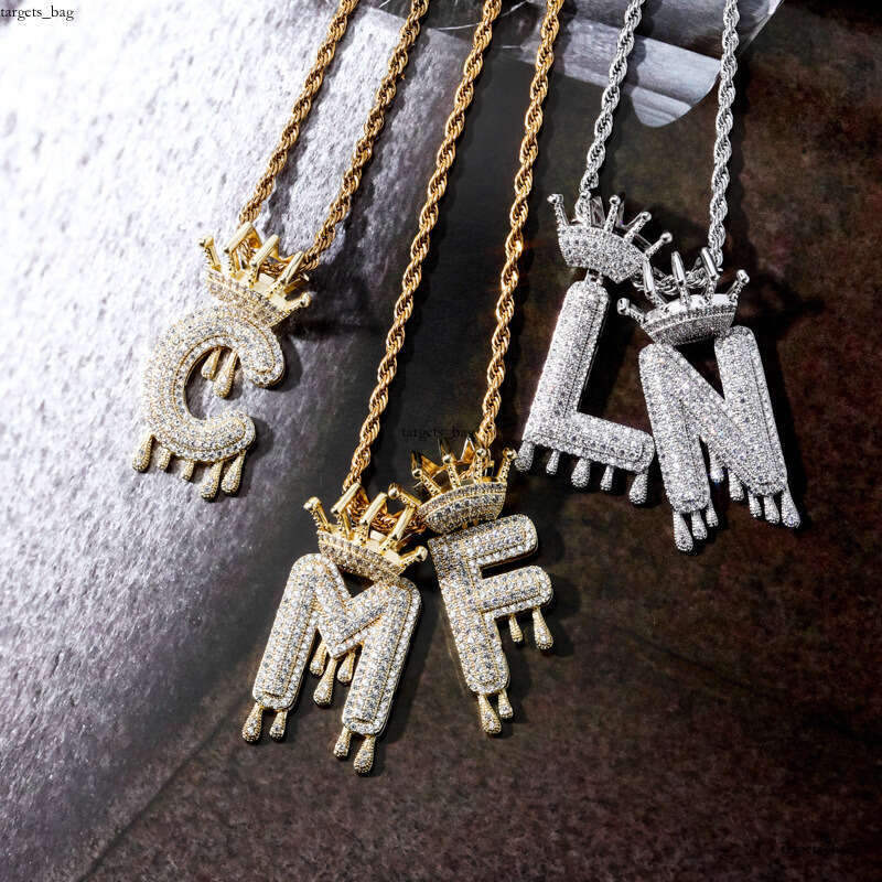 Crown English Letter Hip-Hop Micro-Paved Moissanite chain Trendy Necklace Pendant New Arrival