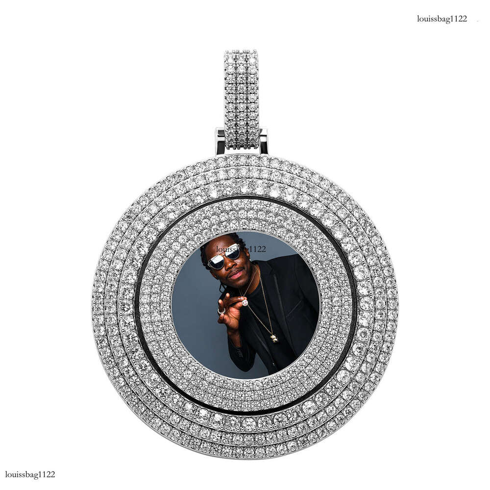 Personalized DIY Rotating Disc Men and Women Commemorative Necklace Large Round Plate Photo Pendant