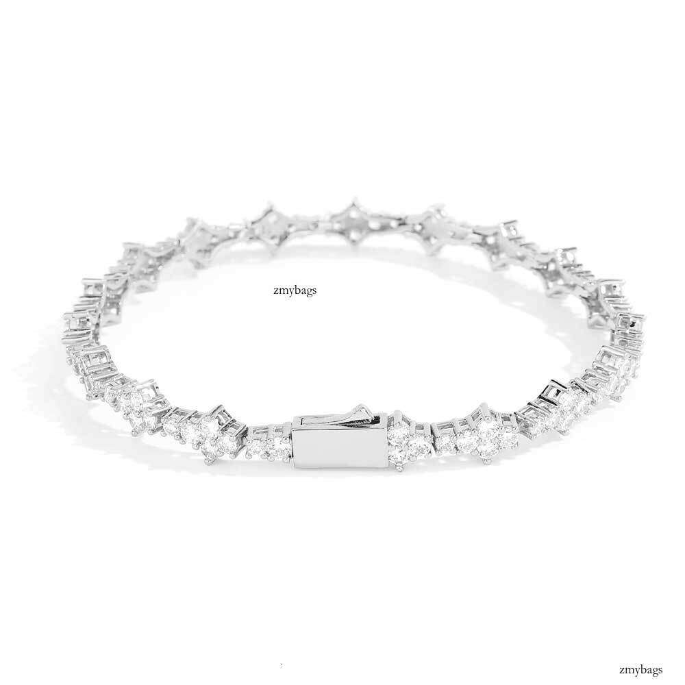 Hip Hop Spring Buckle Zircon Tennis Trendy Brand Personality Single Row Chain Full Dia Couple Bracelet