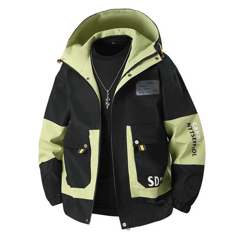 Autumn and Spring New Fashion Trend Sports Hooded Workwear Jacket Mens Casual Loose Comfortable Windproof Plus Size Coat W250809