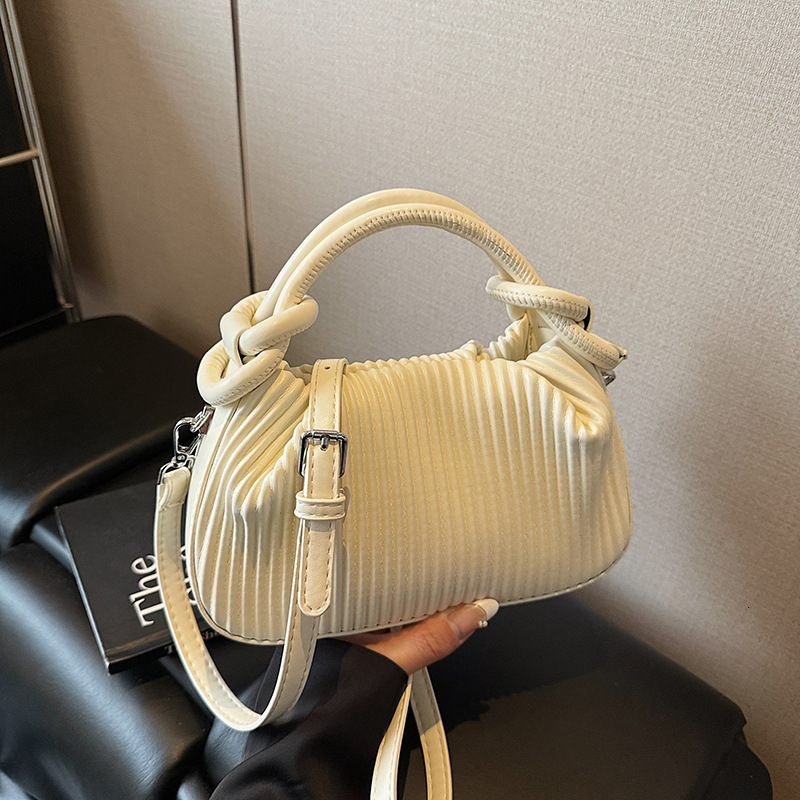 2025 Autumn New Women s Textured Vertical Striped Handbag Fashionable Niche Design Women s Crossbody Bag New Women s fashion Shoulder Bag Autumn New D