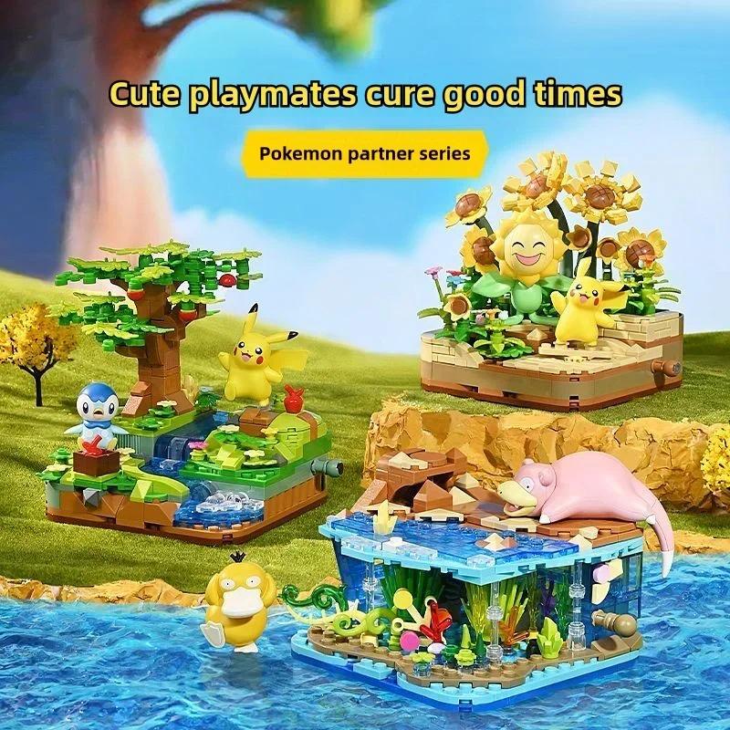 Pokemon Series Building Blocks Pikachu Psyduck Pogaman Cartoon Figure Model Bricks Desktop Ornaments Kids Toys Holiday Gifts