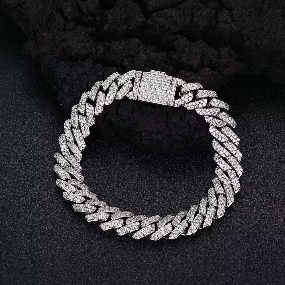 Hot Sale 10mm Dia Iced Out Two Row CZ Stone Sier Miami Cuban Link Bracelet