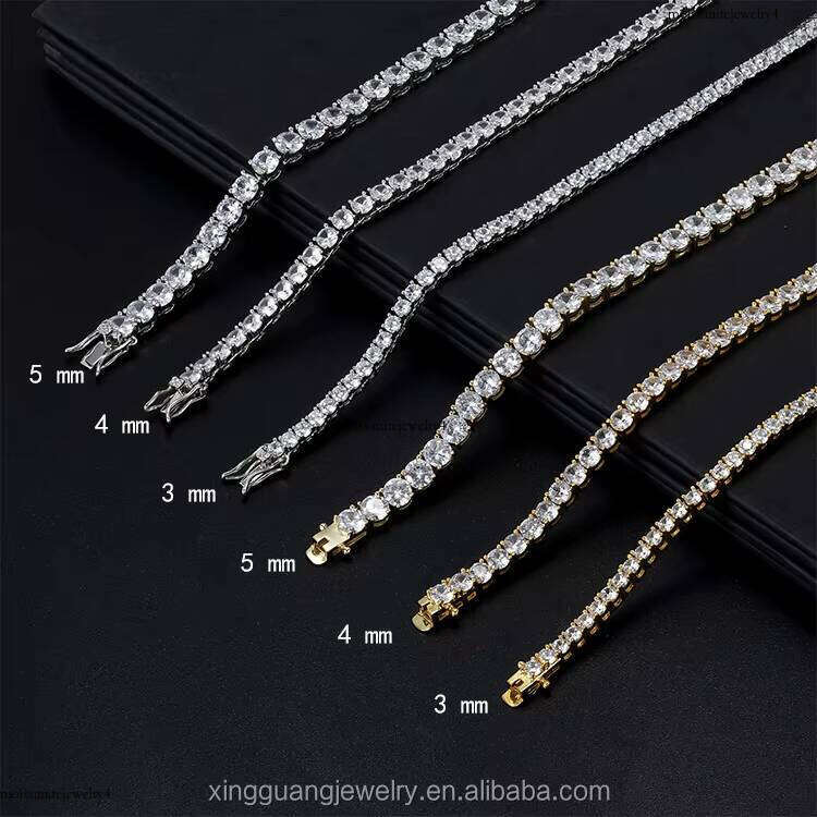 2 to 4 mm Dia Link Sier Gold Plated Fine Jewelry Bracelet VVS Moissanite Tennis Chain