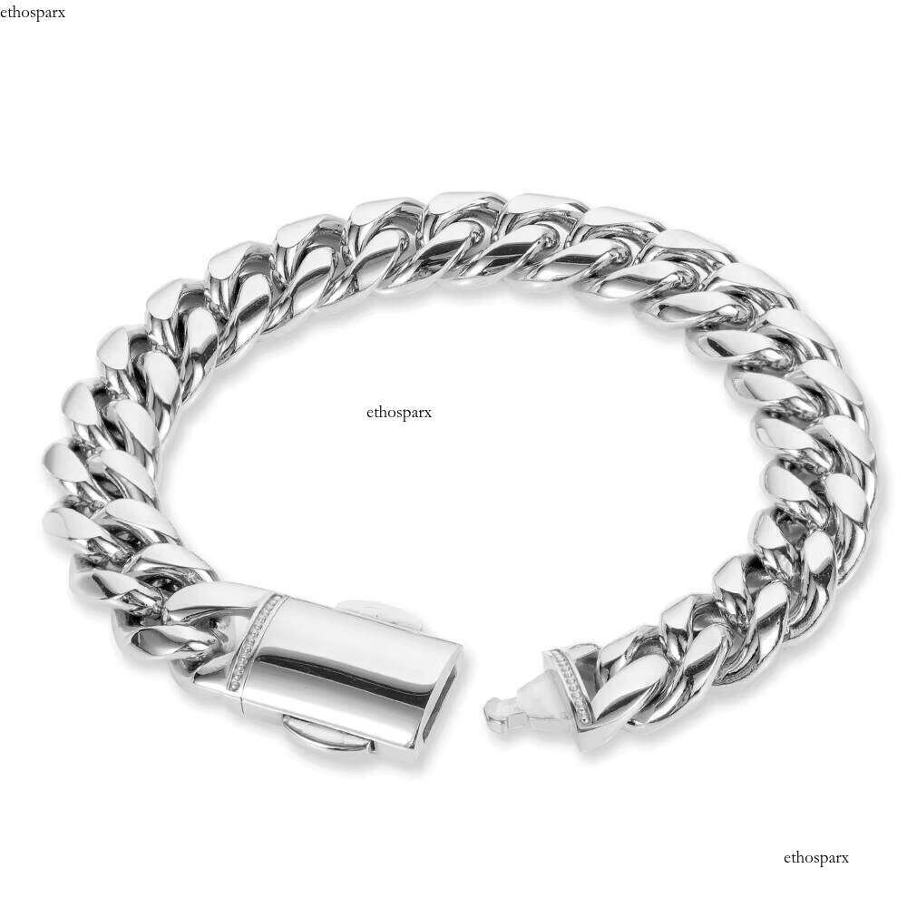 NUOYA 12mm Cuban Customized Stainless Steel Men Custom Gold Plated Bangles Bracelet