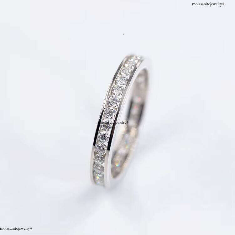 Custom 14k Solid Gold Engagement D Color Moissanite Dia Eternity Band Mens Women Wedding Ring Jewelry