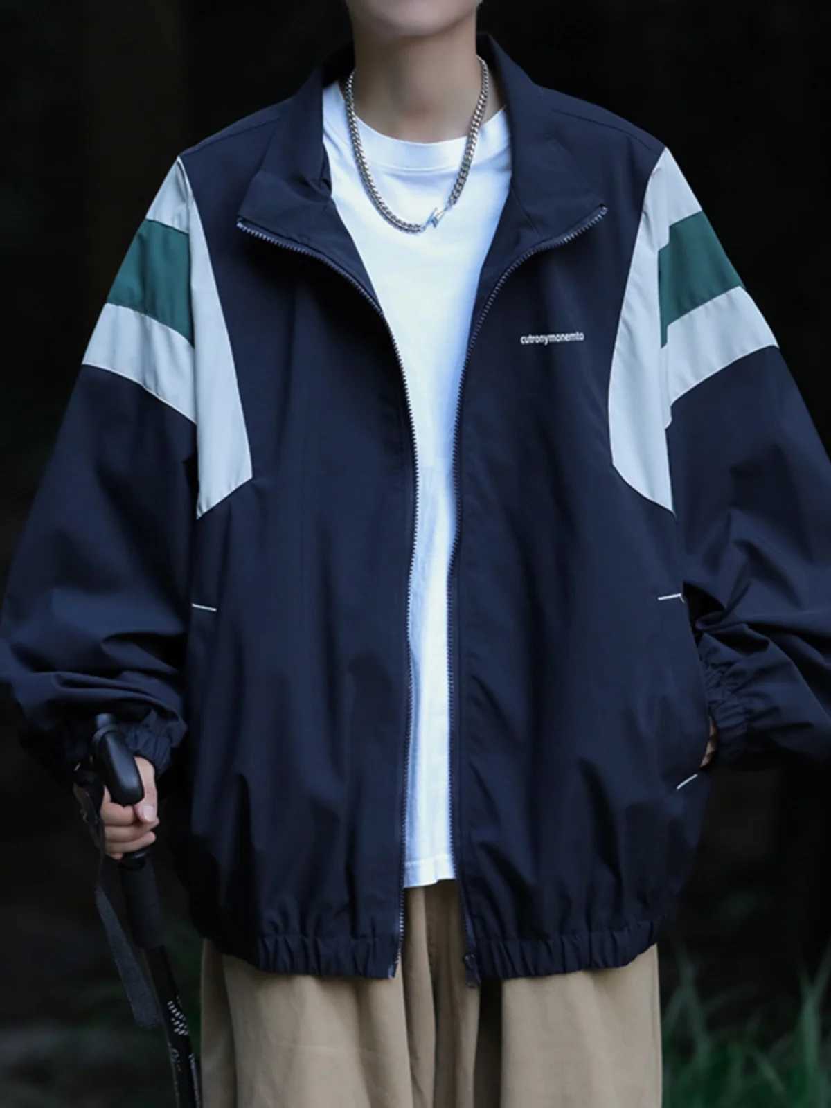 Japanese Color-blocking Jacket Mens Spring and Autumn Outdoor Functional Mountaineering Suit Trendy Loose Couple Work Jacket W250809