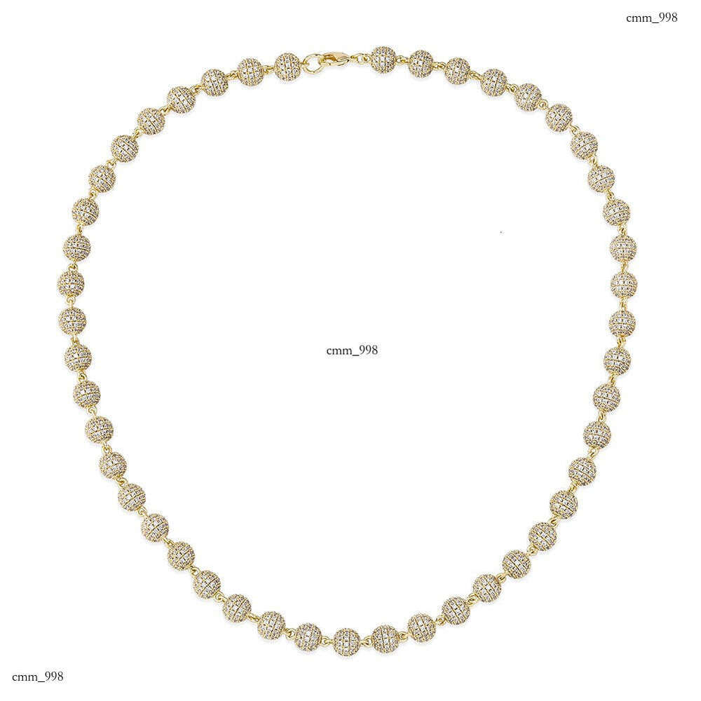 INS Hot Style 8MM Round Bead Choker Necklace Full Dia Unisex Trendy Cuban Chain