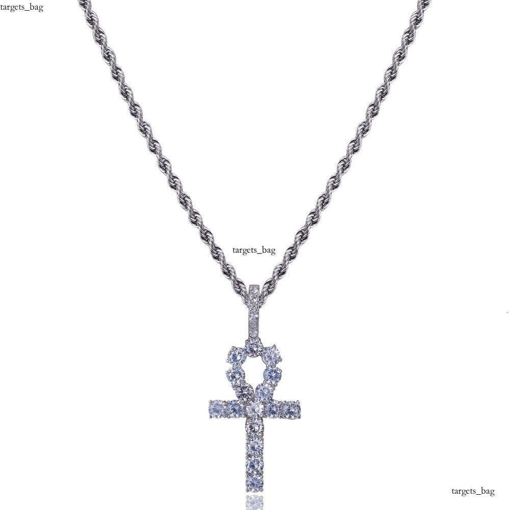 Hip Hop Cross Full Color Moissanite chain Pendant Fashion Personality Trendy Unisex Versatile Necklace Jewelry