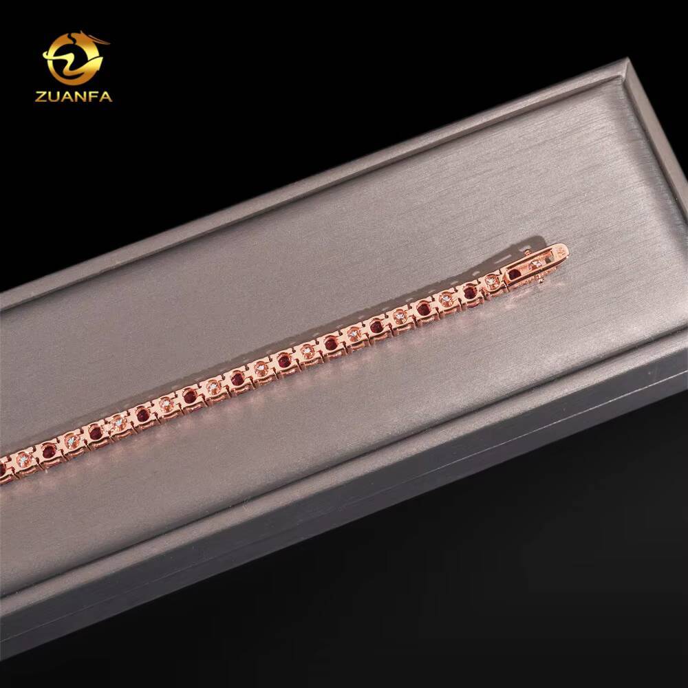 Pass Diamond Tetser 4mm Vvs Moissanite Synthetic Ruby Tennis Necklace 925 Silver Moissanite Tennis Bracelet Fashion Jewelry - view 6
