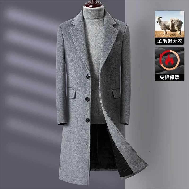 New Outdoor Slim-Fit Trend Warm British Style Long Trench Coat Business Mens Woolen Coat Fashion Casual Thick Woolen CoatXJ250809