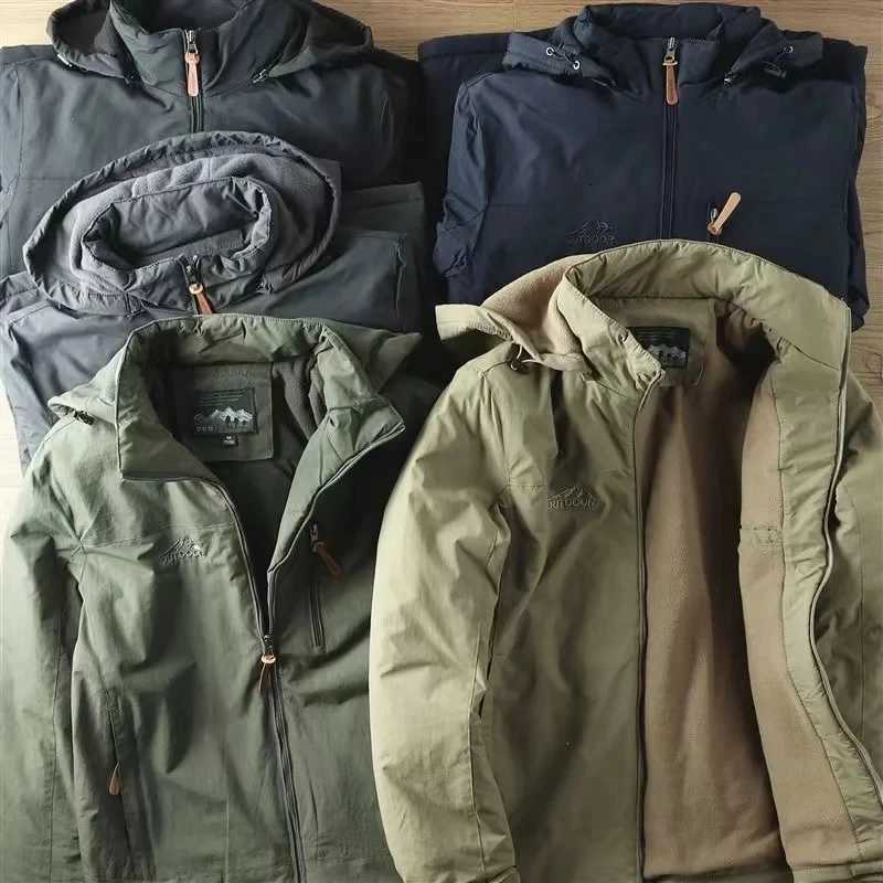 Casual Warm Military Tactical Coat Men Large Size Jacket Autumn Winter Padded Thickened Outdoor Punching Hiking Jacket Mens Top W250809