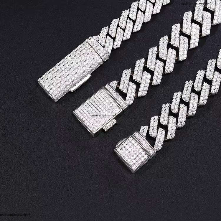 In Stock Fine Jewelry Bracelet S Sterling Sier 10mm 12mm13mm 15mm Hip Hop 2 Row Vvs1 Moissanite Dia Cuban Lin