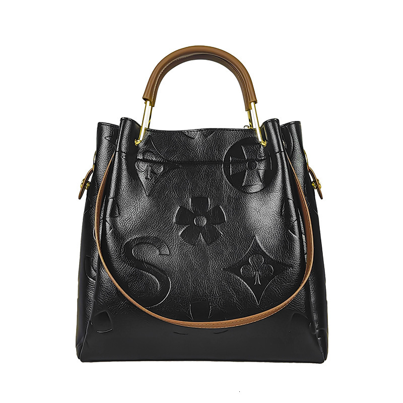 new handbag women s shoulder fashion bag bag European and American embossed shoulder crossbody bag designer bag large capacity bucket bag