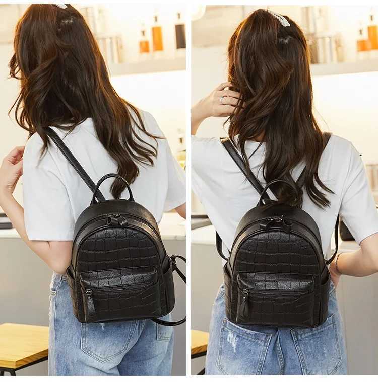 Fi odile wen Backpack small Brand design Schoolbags For Girls Daypack PU Leather fem Travel Bags black Y250809