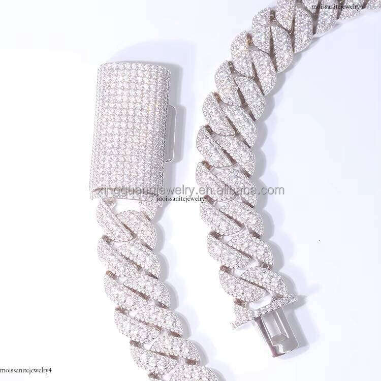 Custom 16mm Sterling Sier Iced Out Vvs Moissanite Cuban Chain Chokers Necklace 3rows Link Jewelry