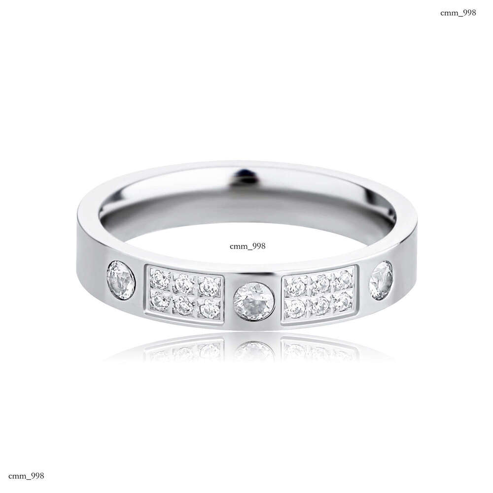 Minimalist Style Non-Fading Titanium Steel Inlaid Diamond Ring for Women INS Trendy Couple Rings