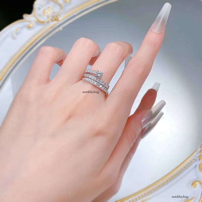 Choucong Ins Top Sell Wedding Rings Simple Fine Jewelry Genuine 100% Sterling Sier Round Cut White Lab Moissanite Dia Women Wrap Open Ring Adjustable 