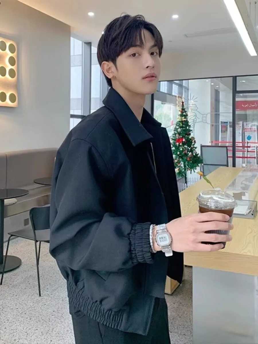 American Sle oulder Padded Black Jacket Mens Casual Executive Workwear Stand Collar Biker Pilot Slim Fit Youth T... W250809