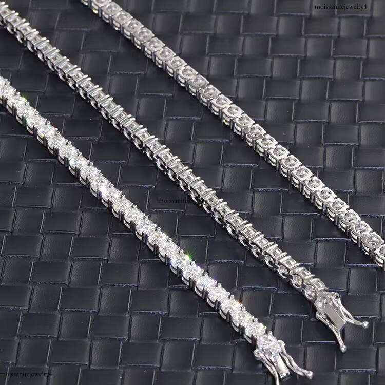 RTS 2mm 3mm 4mm Jewlery Sier Plated Micro VVS Moissanite Fashion Man and Woman Custom Hip Hop Link Chain Bracelet