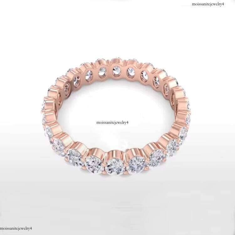Handmade Rose Gold Oval Dia Custom Moissanite Eternity Wedding Ring Band for Women