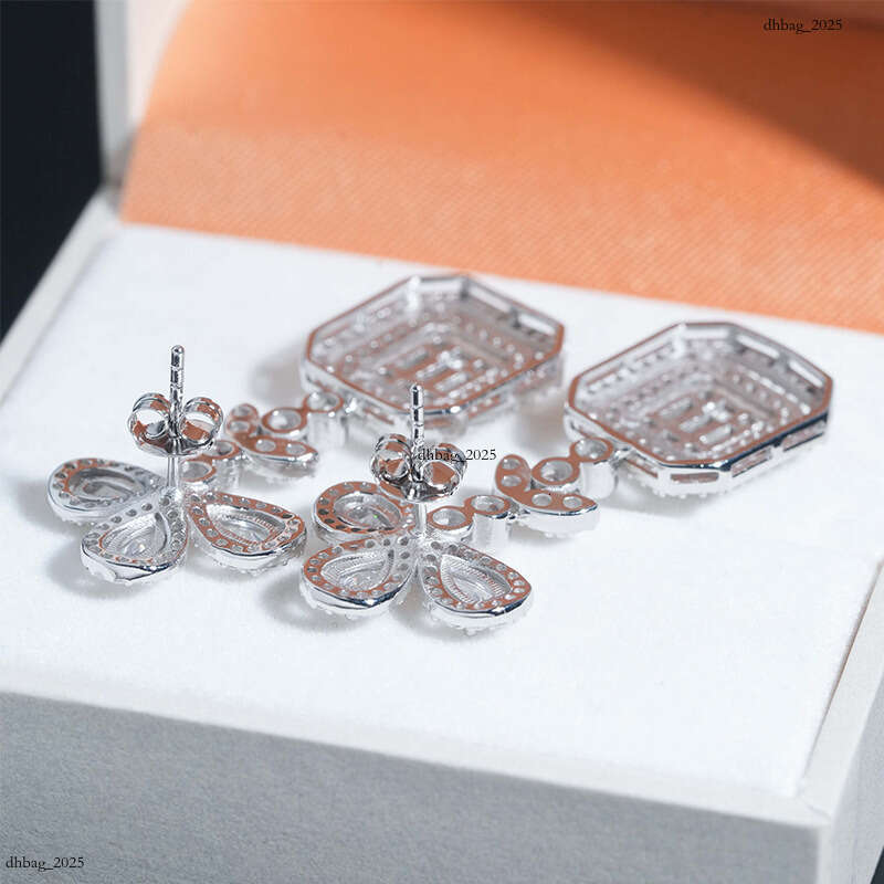 ICED OUT Sier Fashion Style Zircon Earrings Unique Ear Jewelry