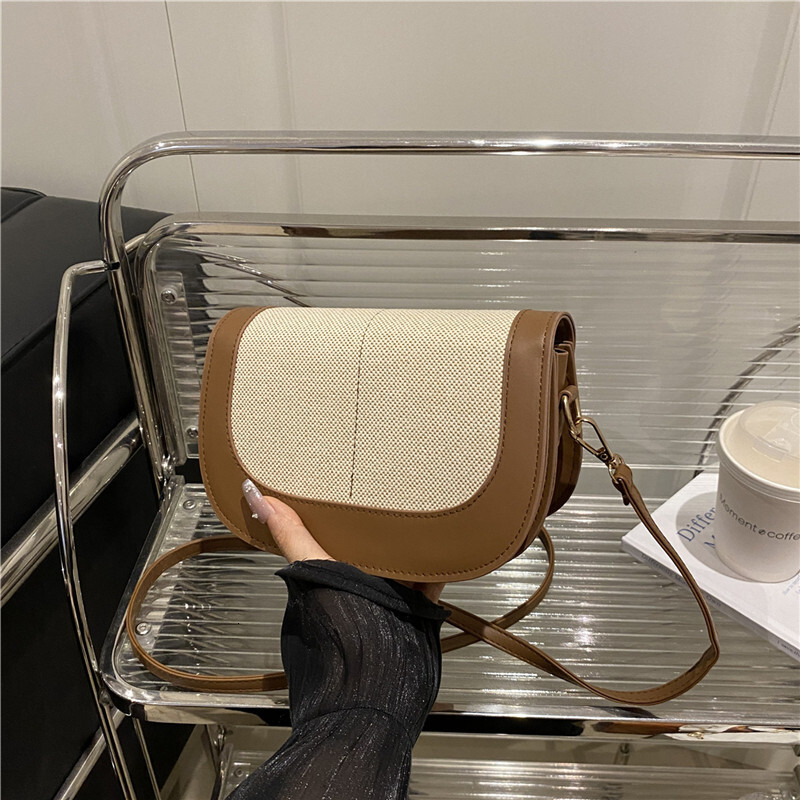 2025 Autumn New Fashionable Women s Shoulder Bag Flip Cover Color Block Saddle Armpit fashion Crossbody Niche Design Designer