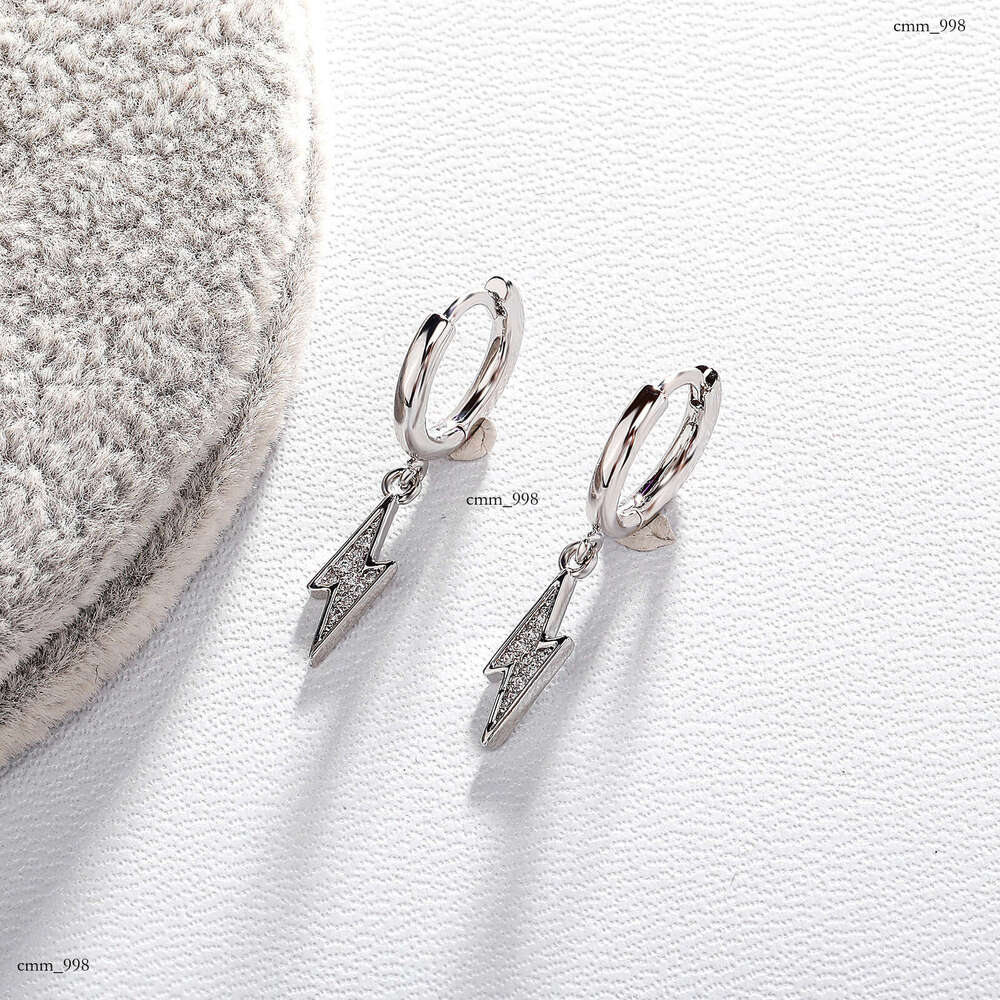 Inlaid Dia Lighing Niche Earrings Fashion Design Sense Studs Personality Versatile Cuffs Trendy Unisex Ear Jewelry