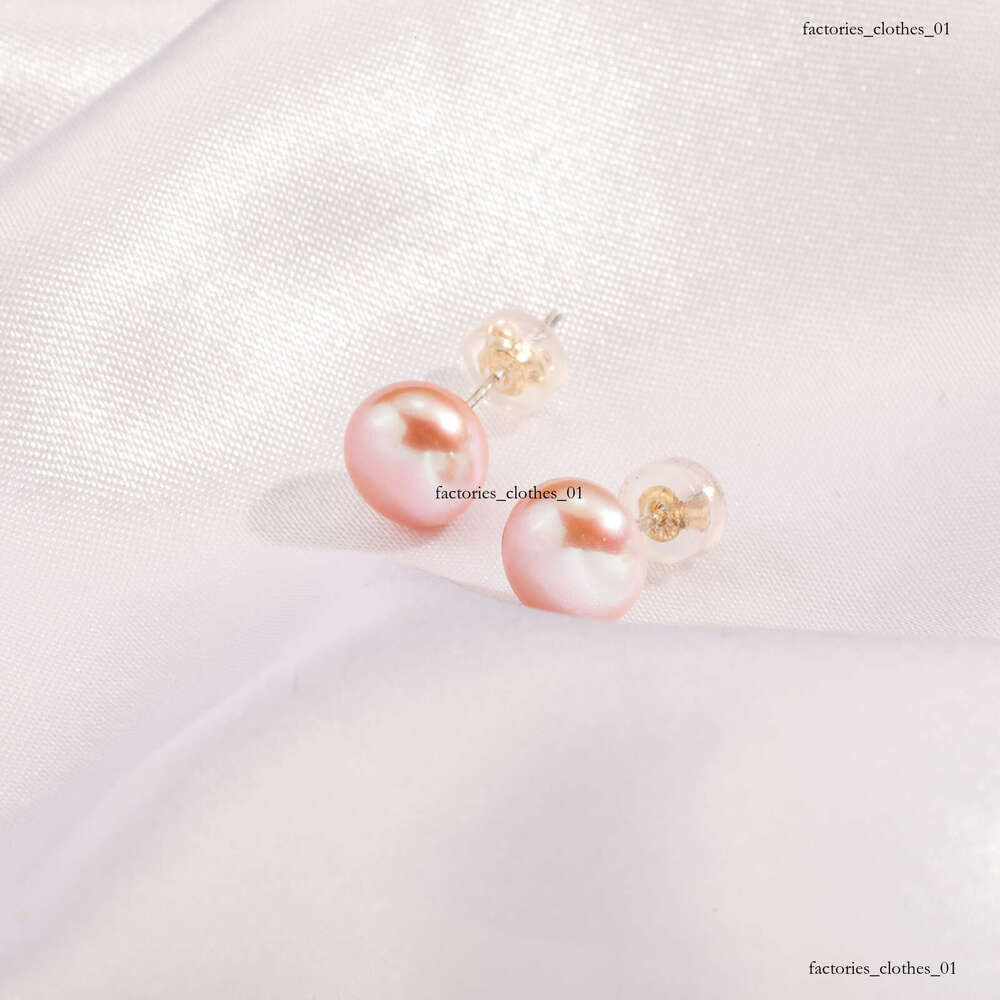 Zhuji 5A Grade Flawless Freshwater Pink Pearl Earrings Full Pure Sier Classic Ear Studs