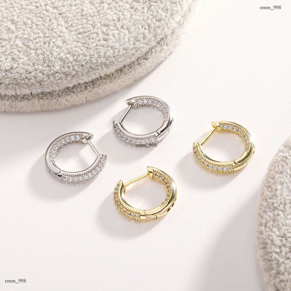Accessories Fashionable Zircon Inlaid Earrings Gold Simple Full Dia Ear Clips