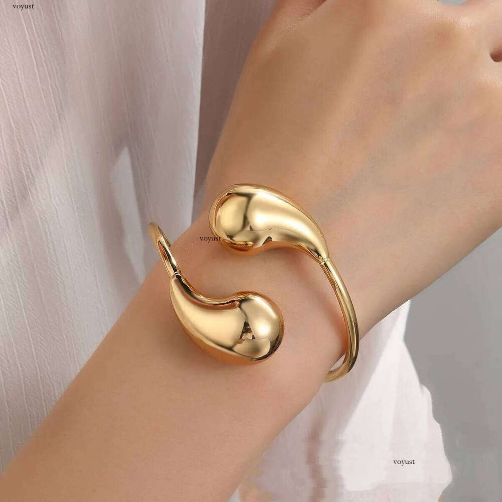 Stainless Steel 316 Water Drop Hollow Adjustable Bracelet Bangle for Women Gold PVD Rust Proof Unusual Jewelry