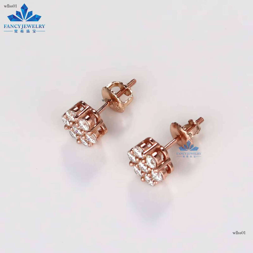 New Trendy Sterling Sier 8mm Flower Stud Earrings Moissanite Cluster Screw Back for Gift Party with GRA Certification