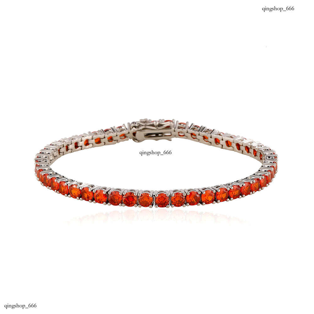 4mm Crystal Zircon Tennis Chain Hip Hop Summer Personality Clasp Colorful Dia Single Row Women's Bracelet Jewelry