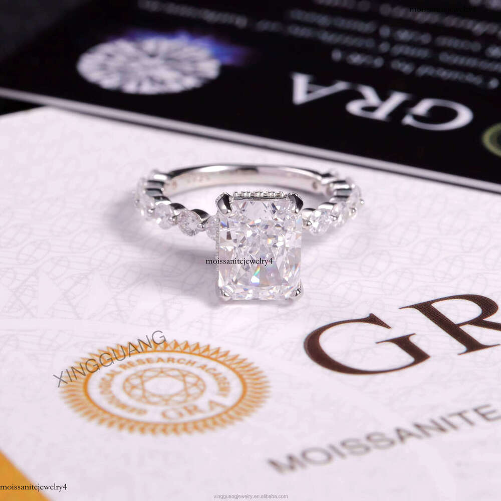 XG 4CT Radiant for Women VVS Moissanite Lab Grown Dia Custom Rings Sier 10 14 18 k Gold Fine Jewelry