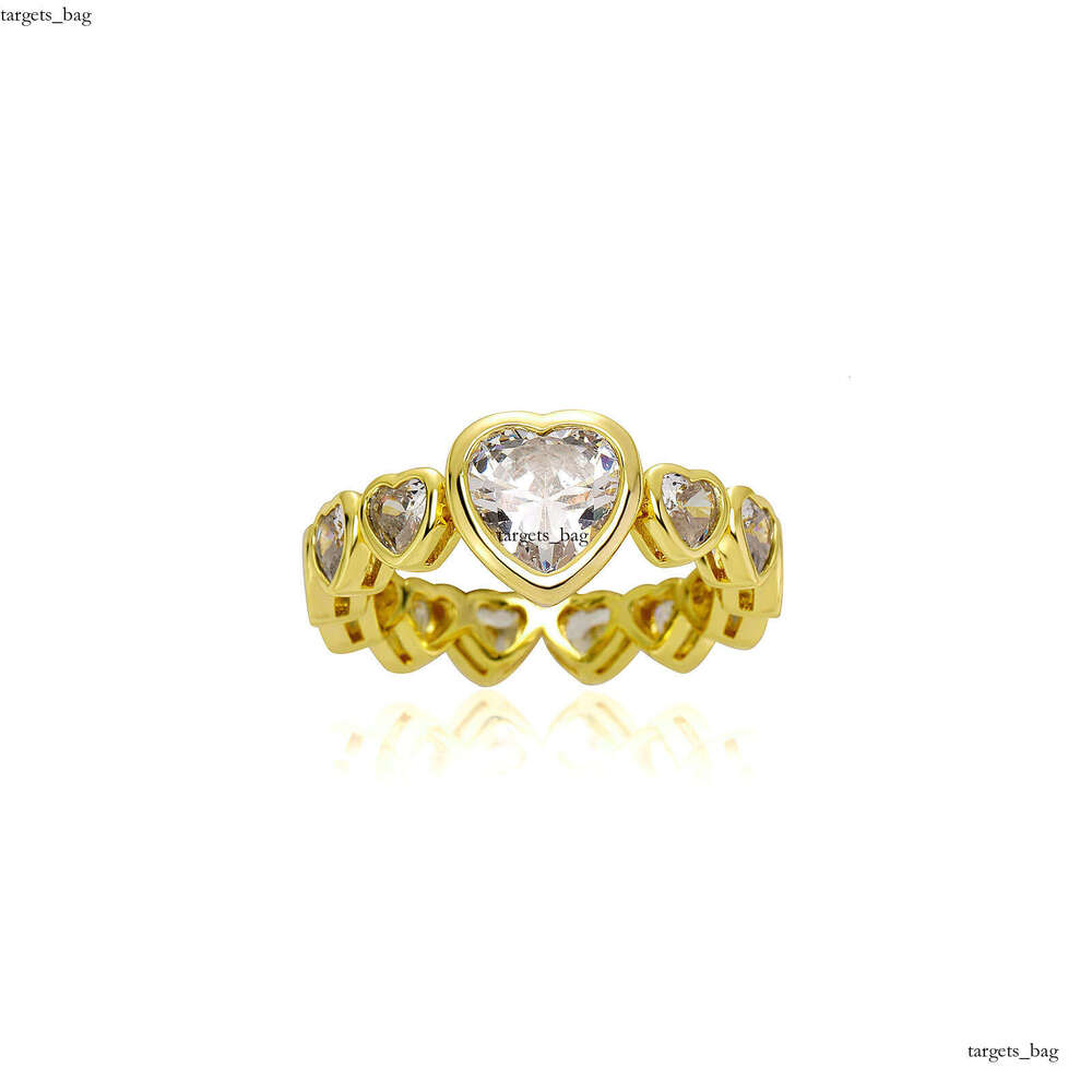 Premium Light Luxury Heart Sterling Silver Zirconia Row Diamond Elegant Women's High-end Niche Design Versatile Ring