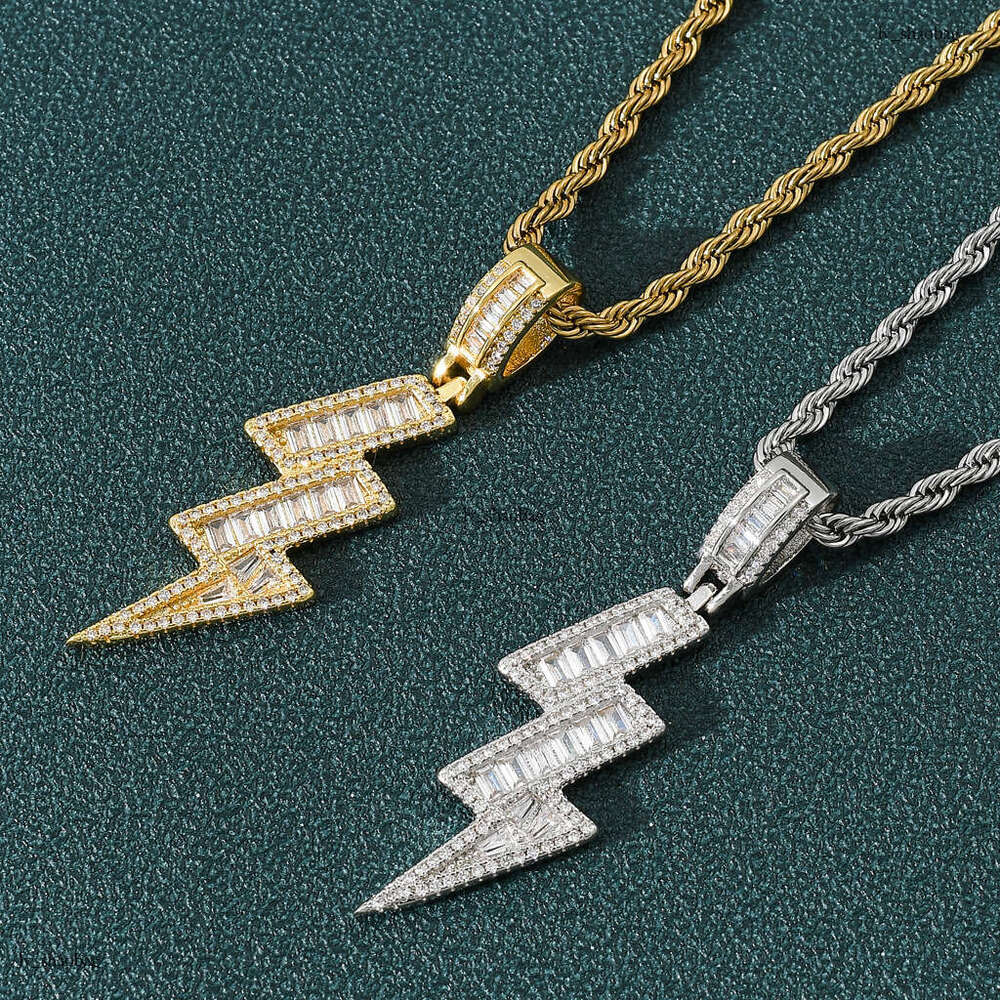 Micro Paved Moissanite chain Lighing Unisex Hip Hop Trendy Brand Personality Necklace Pendant