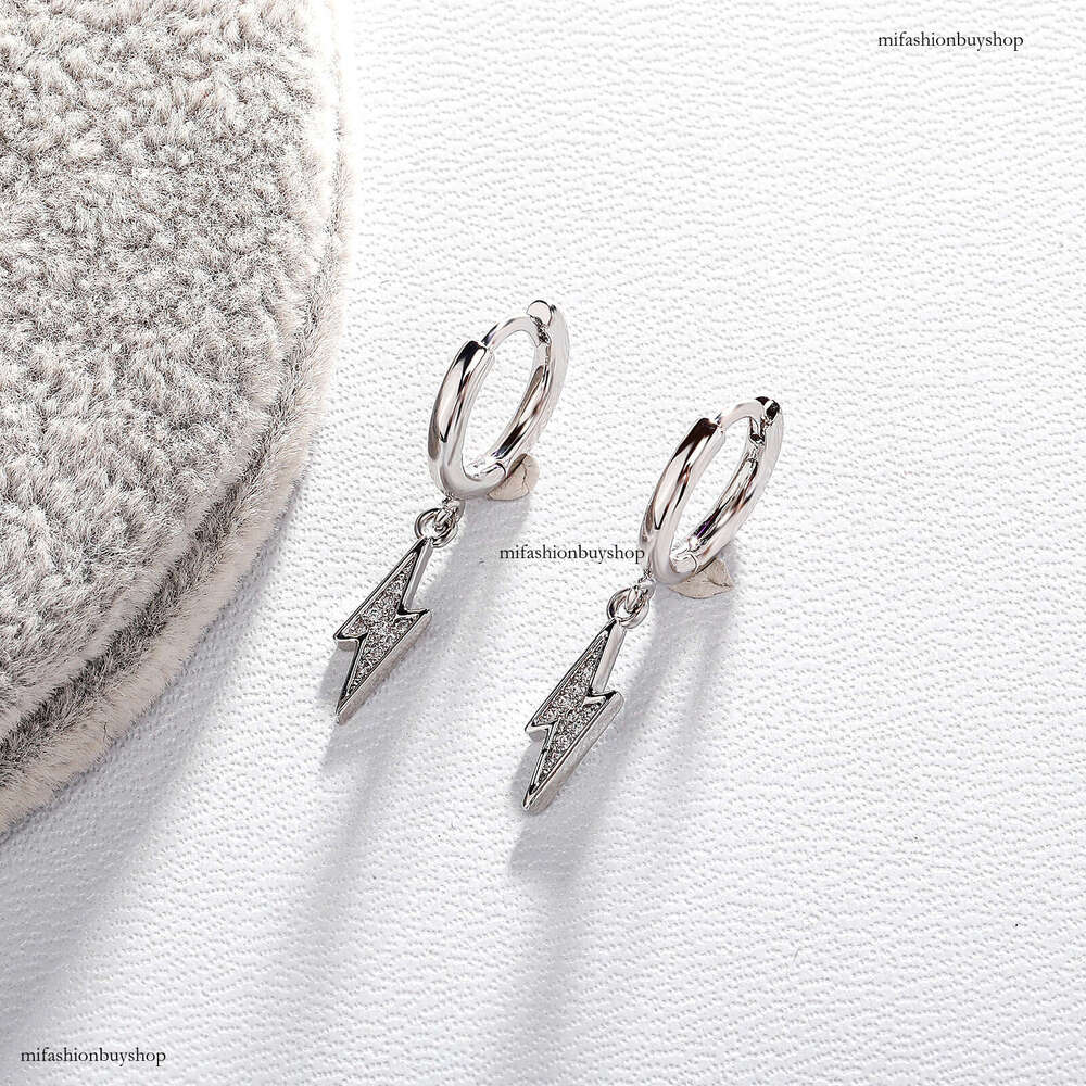 Inlaid Dia Lighing Niche Earrings Fashion Design Sense Studs Personality Versatile Cuffs Trendy Unisex Ear Jewelry