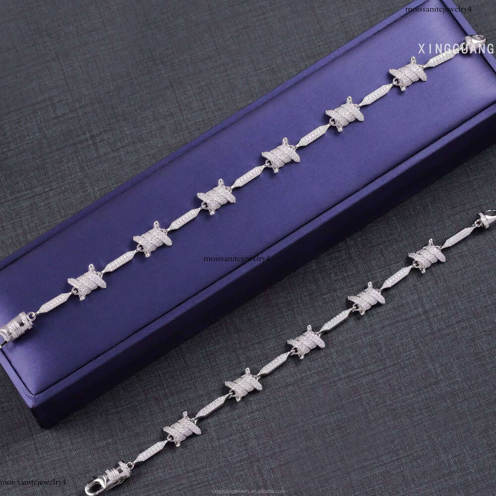 Hip Hop Jewelry VVS Dia Chain Men S Sterling Sier Round White Moissanite Cuban Link Bracelet